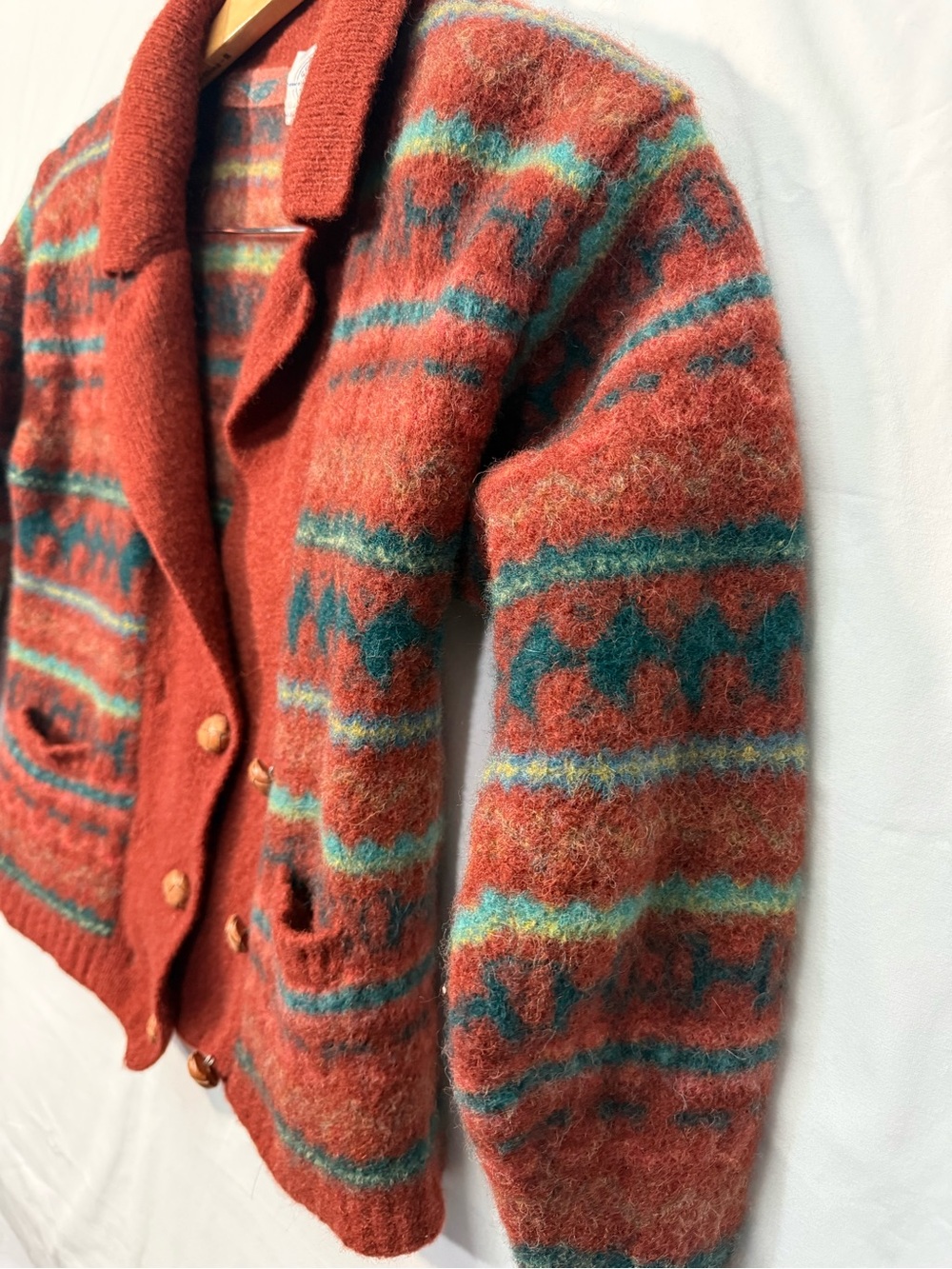 Rust Multi Wool Blend Button-Front Blazer Jacket - Picture 6 of 10
